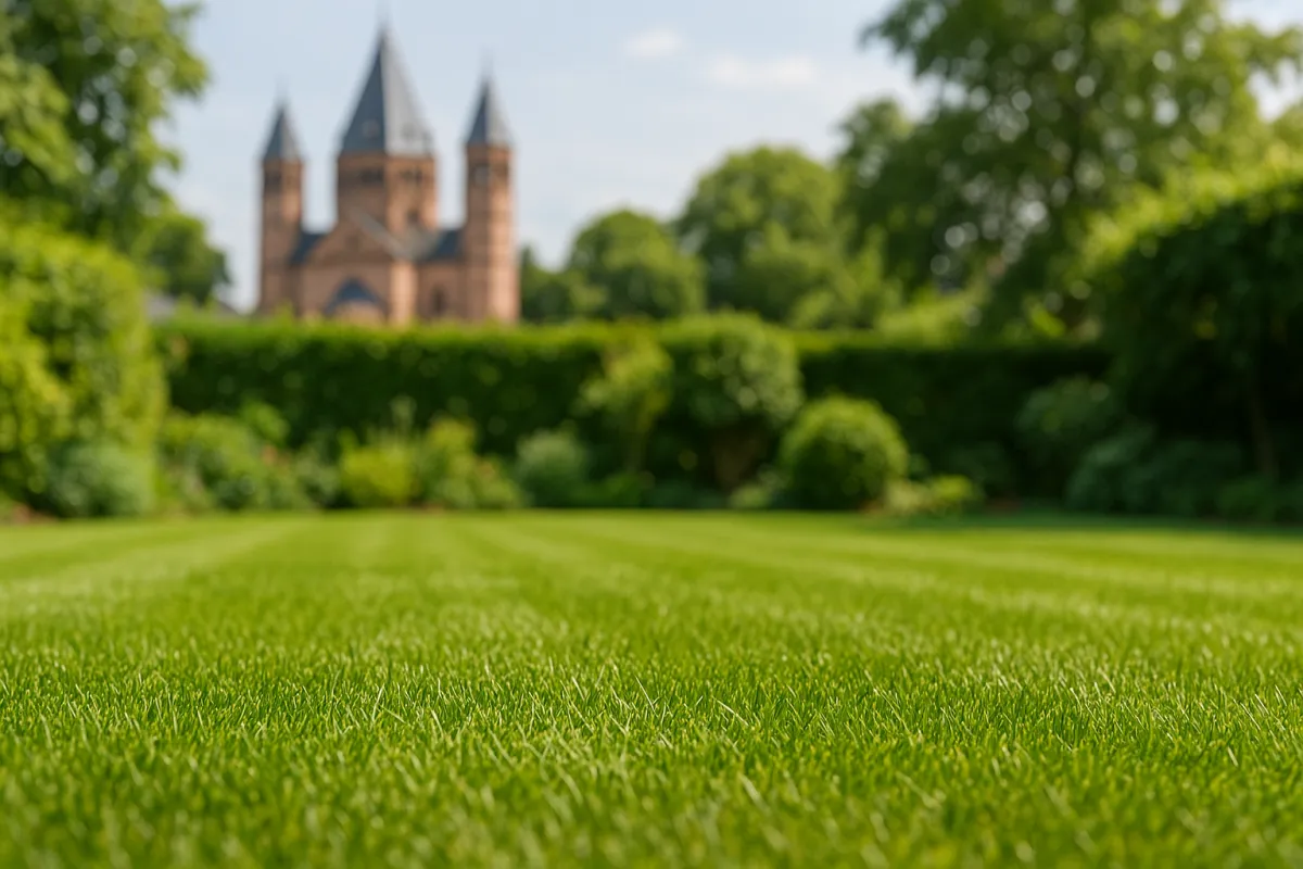 Frisch verlegter Rollrasen mit Mainzer Dom im Hintergrund – EuBo-Rollrasen liefert in Mainz & Rheinhessen